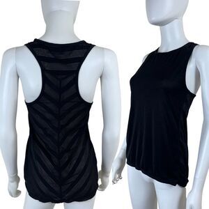 Athleta Women Size S Black Racerback Mesh Stripe Pullover Sleeveless Tank Top